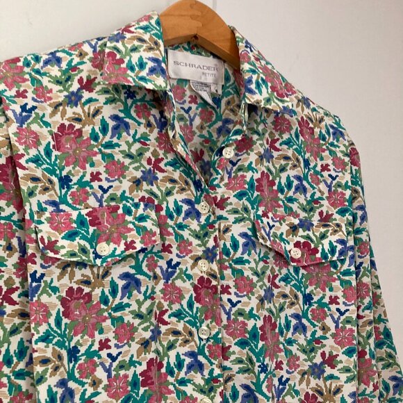 Charter Petite Womens Vintage Size 6 Long Sleeve Floral Dress Collar Polyester - Picture 3 of 13